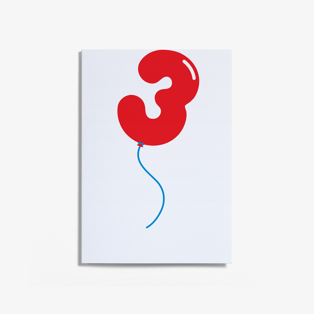 No.3 Birthday Balloon Card